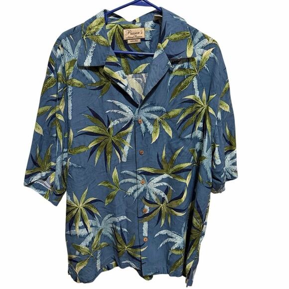 Other - Pusser’s Blue Green Men’s Silk Short Sleeve Button Up Tropical Hawaiin Shirt L